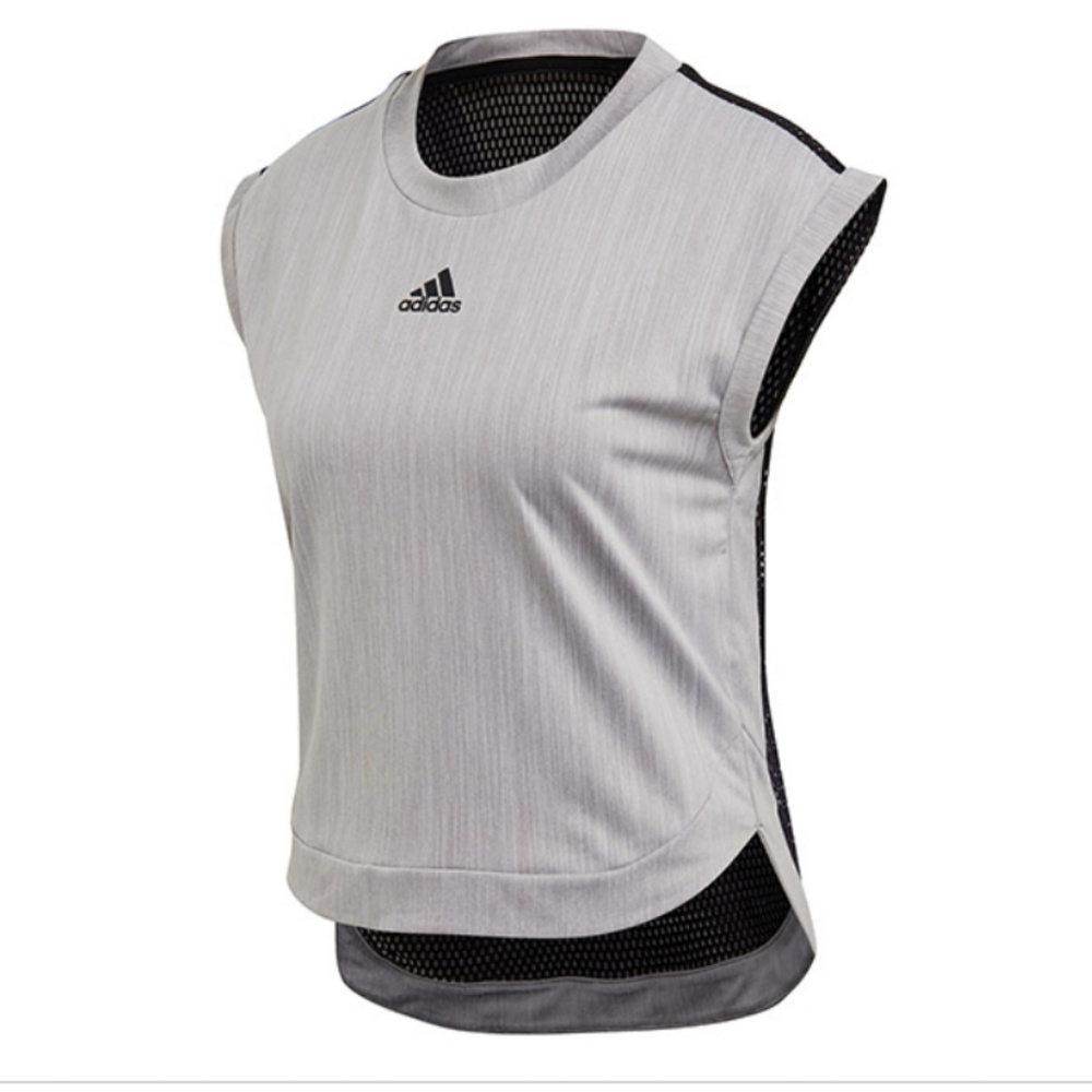 NWT Adidas NY Tennis Tee Woman's Gray Mesh Sleeveless Top. Climacool. Sz: M